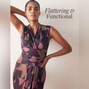 The Fold London Vicenza Dress Multicoloured Large Geo Print Stretch Jersey